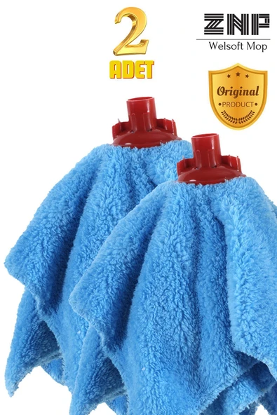 Welsoft Balerin Mop Yedek Başlıklı 2 Adet Mavi Mop, Papas 45x60 ürün görseli 1