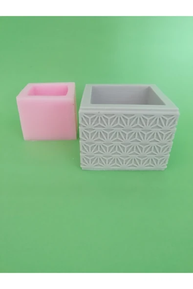 Kare Desenli Saksı 3 Silikon Kalıp ürün görseli 1