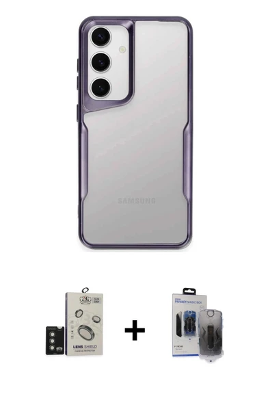 MARSİLYAN™- Galaxy S24 Kılıf Akış Çizgi Koleksiyonu - Siyah Vanessa Magic Hayalet Cam + Bilvis Titan Kamera Lens - TMGI ürün görseli 1
