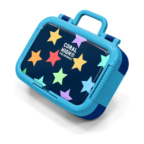 Coral High Kids Lacivert Renkli Yıldız Desenli Paslanmaz Çelik Beslenme Kabı 39109 ürün görseli 1