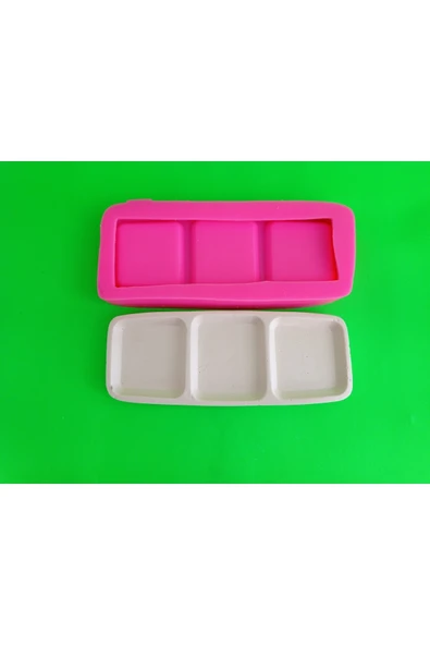 Üçlü Oval Saksı Tabanlık Silikon Kalıp ürün görseli 1