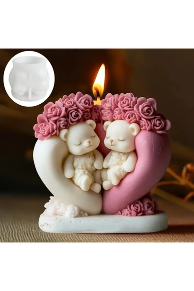 Sevgili Ayıcıklar Mum Silikon Kalıp (S823) ürün görseli 1