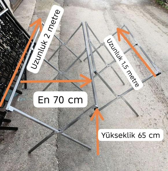 YÜKSEK KALİTELİ PAZARCI KAMPETİ, DEMİRİ, TEZGAHI, 2 METRELİK (TAHTA HARİÇ) ürün görseli 1