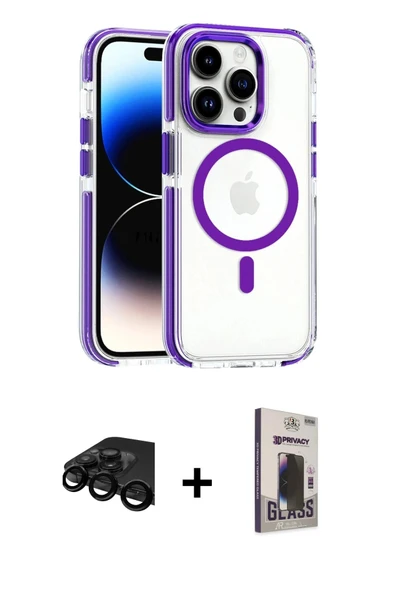 MARSİLYAN™- iPhone 15 Pro Max Kılıf Kozmos Doku Koleksiyonu - Siyah Bilvis Hayalet Cam Ekran Koruyucu + Raze Metal Kamer ürün görseli 1