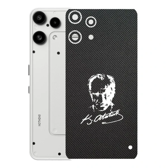 Nothing Phone 3A Lite ile Uyumlu Bumper Serisi Premium Arka Kapak Kaplama(Kenarlar Yoktur!)  Atatürk İmzalı Siyah ürün görseli 1