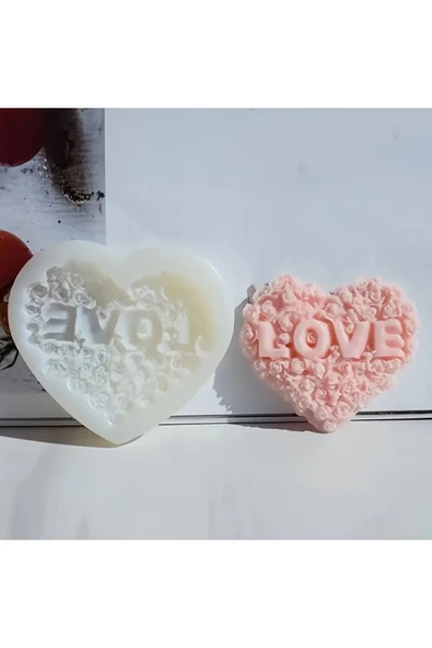 Love Güllü Kalp Silikon Kalıp (S828) ürün görseli 1