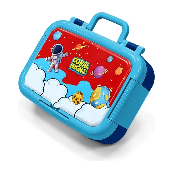 Coral High Kids Kırmızı Mavi Astronot Uzay Desenli Paslanmaz Çelik Beslenme Kabı 39145 ürün görseli 1