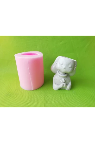 Yaprak Tutan Kız Saksı Silikon Kalıp ürün görseli 1