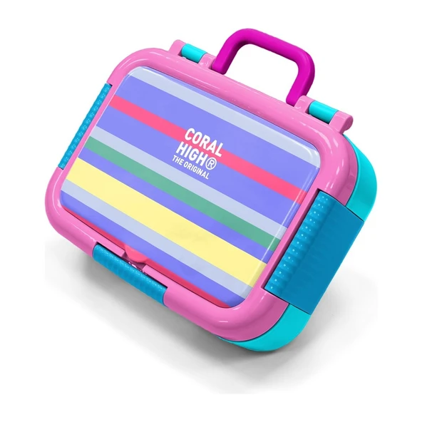 Coral High Kids Milka Gri Sarı Çizgi Desenli Paslanmaz Çelik Beslenme Kabı 39102 ürün görseli 1