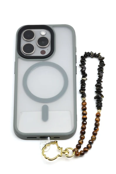 Kaplan Gözü-Golden Obsidyen Doğal Taş Telefon Askısı - ANH-0138 ürün görseli 1