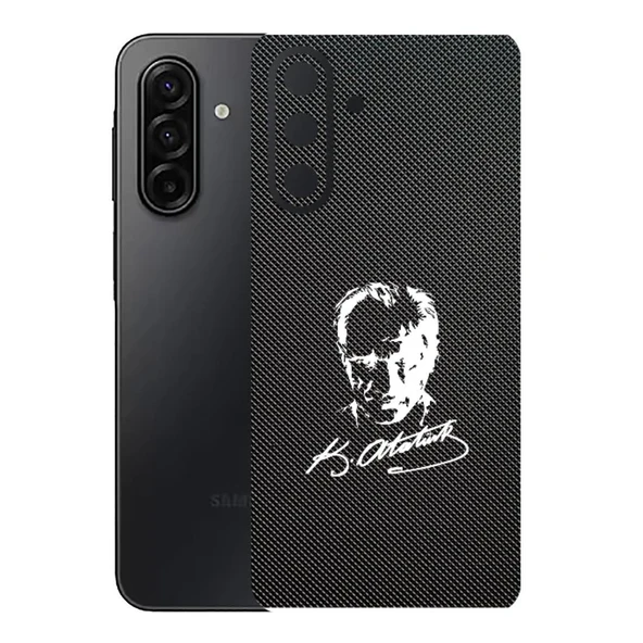 Samsung Galaxy A17 ile Uyumlu Bumper Serisi Premium Arka Kapak Kaplama(Kenarlar Yoktur!)  Atatürk İmzalı Siyah ürün görseli 1