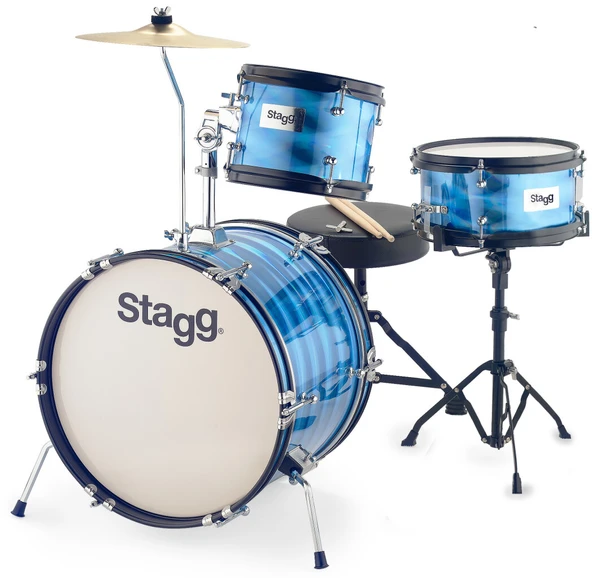 STAGG TIM JR 3/16B BL 3 PARÇA ÇOCUK AKUSTİK DAVUL SETİ MAVİ ürün görseli 1