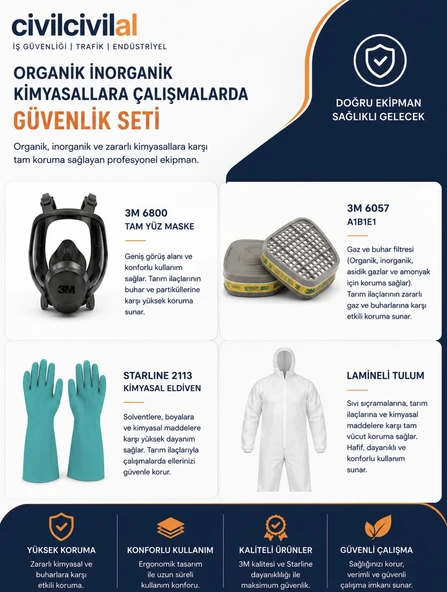 İlaçlama Boya İşleri Tam Koruma Set-6 (3M Maske Filtre Lamineli Tulum Eldiven ) ürün görseli 1