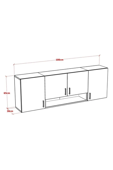 Pars Mutfak Dolabı Üst Modül 180 Cm - Resim 4