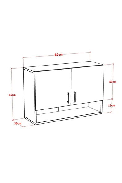 Meiza Mini Mutfak Dolabı Üst Modül 80 Cm - Resim 4