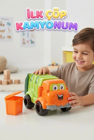 İlk Çöp Kamyonum – Çocuklar İçin Geliştirici ve Temizlik Oyuncakları Eğlenceli ve Oyuncak Kamyon ürün görseli 1
