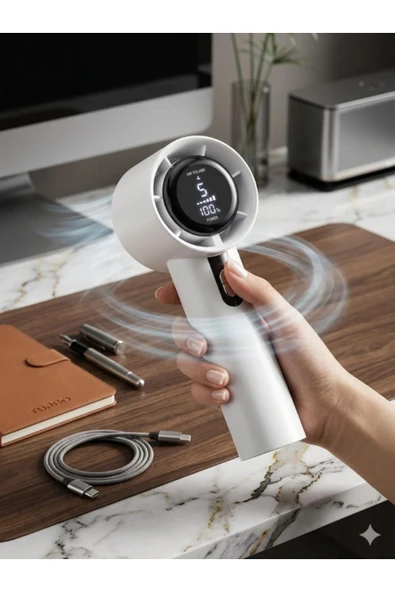 Bychie Okmore Yüksek Hızlı Taşınabilir El Fanı USB Şarjlı Sessiz Mini Fan - GRİ ürün görseli 1