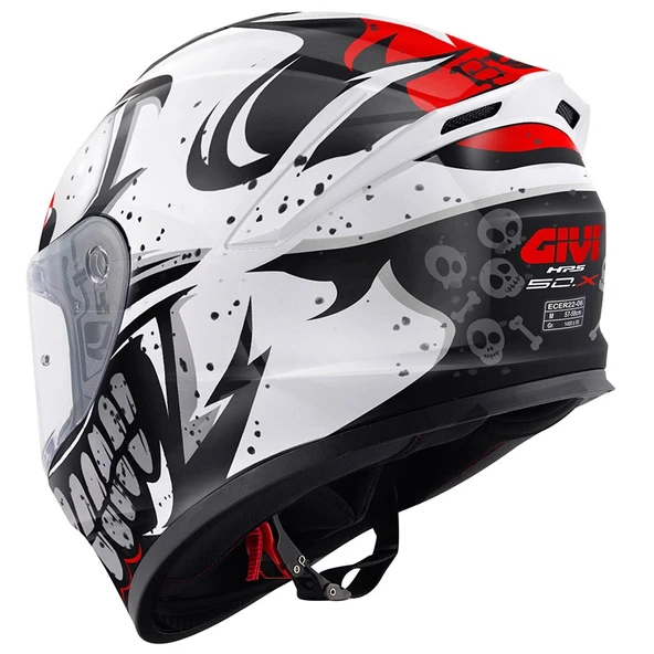 GIVI 50.X BONES BEYAZ-KIRMIZI KASK - Resim 3