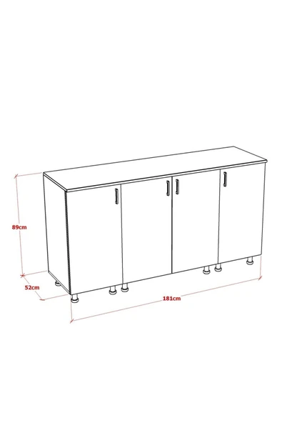 BARE MUTFAK DOLABI ALT MODÜL 180 CM (TEZGAH DAHİL) - Resim 4