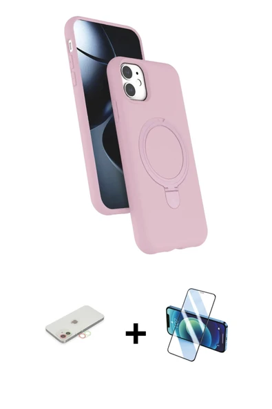 MARSİLYAN™- iPhone 11 Kılıf İz Işık Koleksiyonu - Siyah 3D Antistatik Cam Ekran Koruyucu + Renkli Kamera Lens Koruma Cam ürün görseli 1