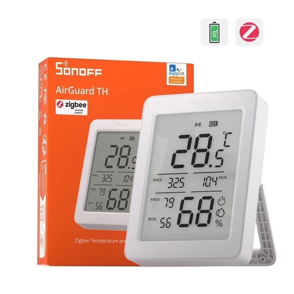 SONOFF AirGuard LCD Ekranlı Zigbee Akıllı Sıcaklık ve Nem Sensörü | SNZB-02DR2 ürün görseli 1
