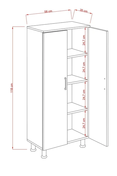 Side Banyo Çok Amaçlı Dolap 4 Bölmeli - Resim 4