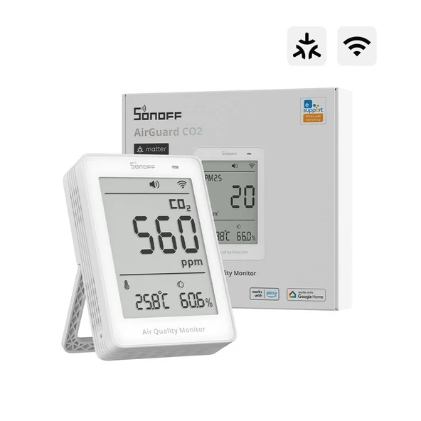 SONOFF AirGuard CO2 Matter Akıllı Hava Kalitesi Ölçüm Cihazı | SAWF-08P ürün görseli 1