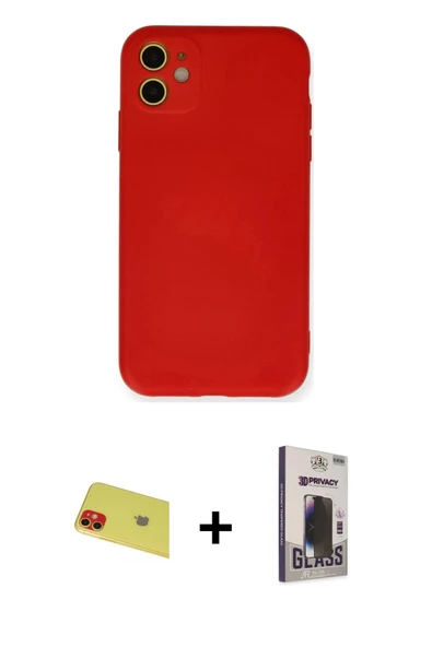 MARSİLYAN™- iPhone 11 Kılıf Ahenk Serisi - Siyah Bilvis Hayalet Cam Ekran Koruyucu + Rainbow Kamera Lens Koruma Cam - KI ürün görseli 1