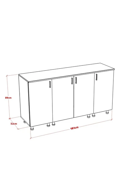 DONİ ALT MODÜL MUTFAK DOLABI 160 CM (TEZGAH DAHİL) - Resim 4