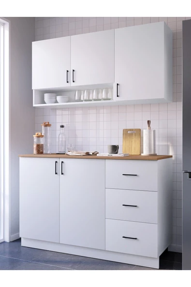 BENTO MİNİ MUTFAK DOLABI ALT ÜST MODÜL 120 CM ÇEKMECELİ (TEZGAH DAHİL) ürün görseli 1