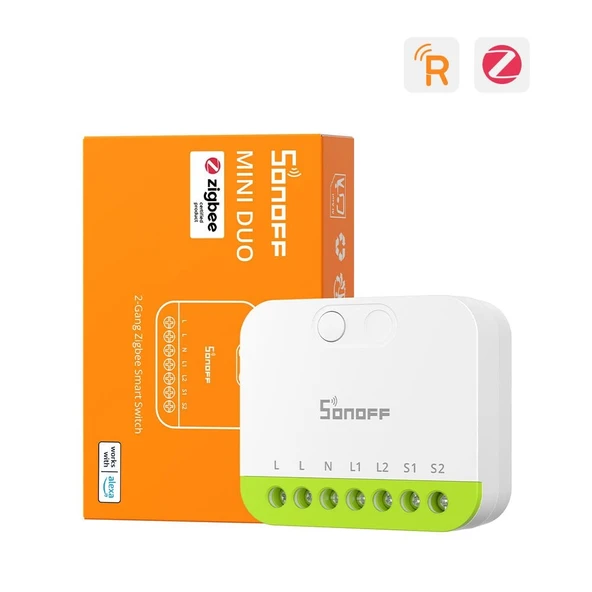 Mini-ZB2GS Duo ZigBee 2 Kanallı Akıllı Röle ürün görseli 1