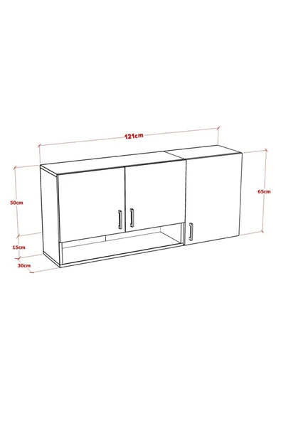 NOA MUTFAK DOLABI ÜST MODÜL 120 CM - Resim 4