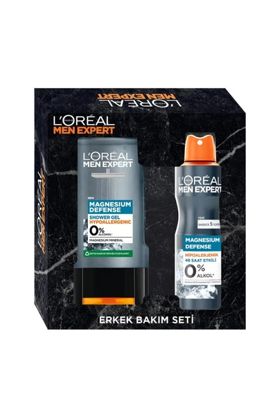 L'Oreal Paris MEN EXPERT MAGNEIUM 300 ML DUŞ JELİ + 150 ML MAGNESIUM DEODORANT İKİLİ SET ürün görseli 1