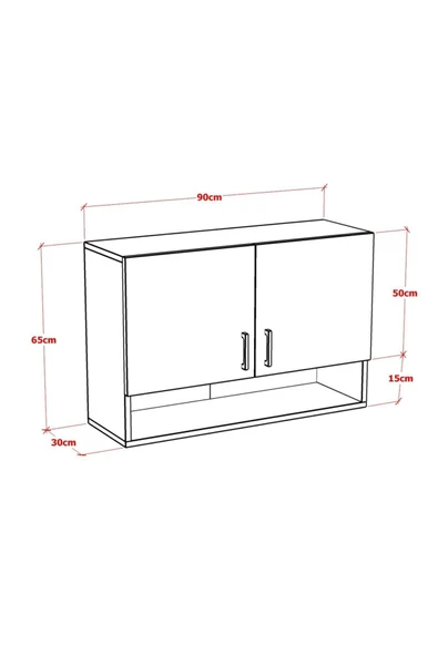 Pera Mutfak Dolabı Üst Dolap 90 Cm - Resim 4
