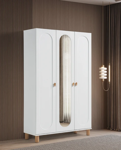 Pema Home Masal %100 Mdf Membran 3 Kapaklı Dolap Gardırop Beyaz ürün görseli 1