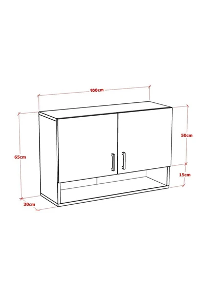 HOLE MUTFAK DOLABI ÜST MODÜL 100 CM - Resim 4