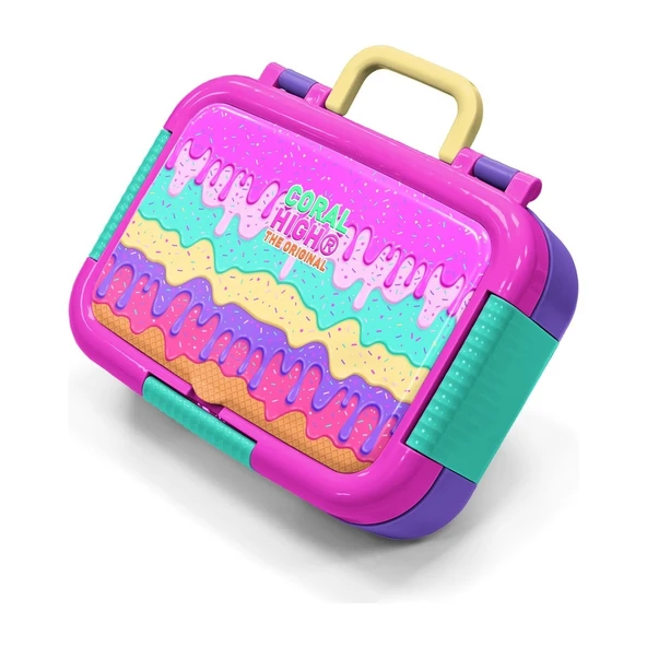Coral High Kids Pembe Rengarenk Dondurma Desenli Paslanmaz Çelik Beslenme Kabı 39244 ürün görseli 1