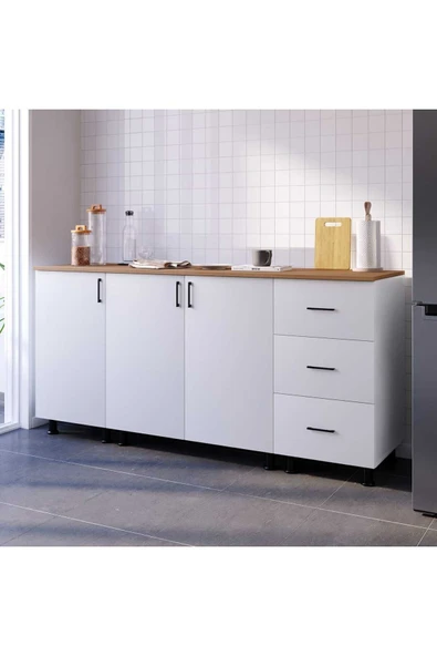 Mila Alt Modül Mini Mutfak Dolabı Çekmeceli 160 Cm (TEZGAH DAHİL) ürün görseli 1