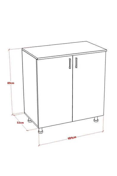 LOWE MİNİ MUTFAK DOLABI ALT MODÜL 100 CM (TEZGAH DAHİL) - Resim 4
