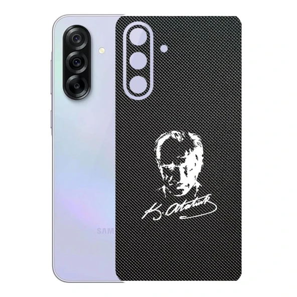 Samsung Galaxy A36 ile Uyumlu Bumper Serisi Premium Arka Kapak Kaplama(Kenarlar Yoktur!)  Atatürk İmzalı Siyah ürün görseli 1