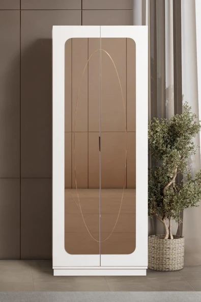Dolap, Armoni 2 Kapaklı Bronz Aynalı Gardırop - Resim 3