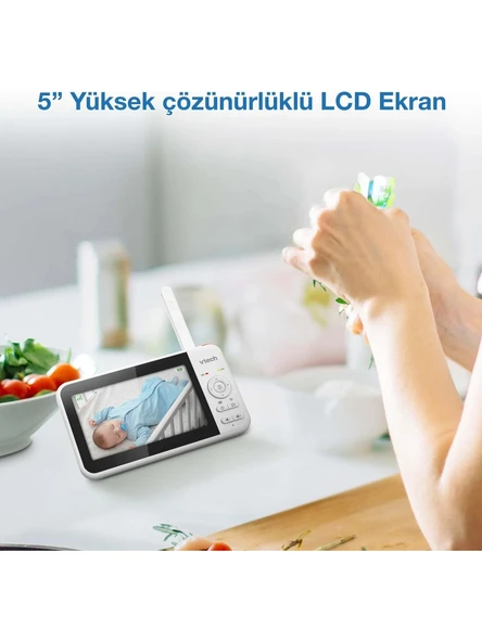 Vtech Döndürülebilir ve Eğilebilir Kameralı 5’’ Görüntülü Bebek Monitörü - VM5367 - Resim 3