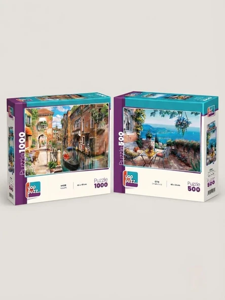 Venedik ve Limana Karşı İkili Set - 1000 + 500 Parça İkili Puzzle Seti ürün görseli 1