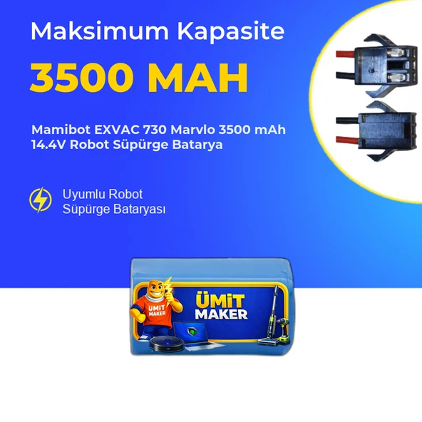 Mamibot EXVAC 730 Marvlo 3500 mAh 14.4V Robot Süpürge Batarya ürün görseli 1