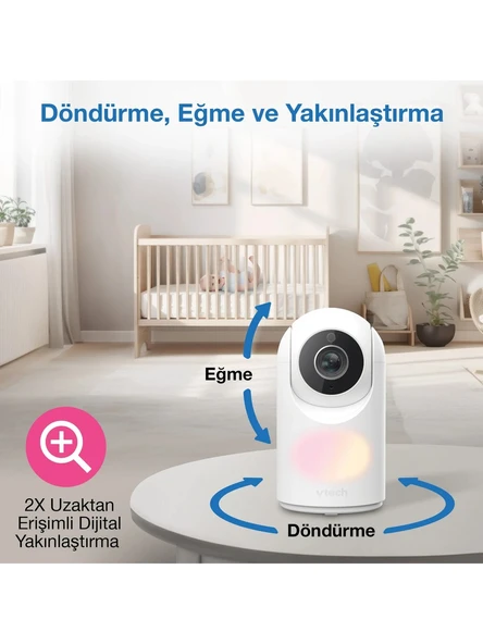 Vtech Döndürülebilir ve Eğilebilir Kameralı 5’’ Görüntülü Bebek Monitörü - VM5367 - Resim 5