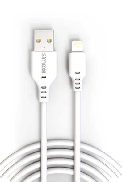 Simex iPhone 11 12 13 14 Uyumlu Lightning Şarj ve Data Kablosu 2.4A Hızlı Şarj Dayanıklı 2 Metre - Spk-08 ürün görseli 1