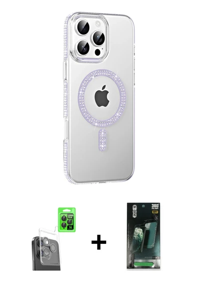 MARSİLYAN™- iPhone 16 Pro Kılıf Yörünge Koleksiyonu - Siyah 360 Mat Full Body Arka Koruyucu + Raze Metal Kamera Lens - S ürün görseli 1