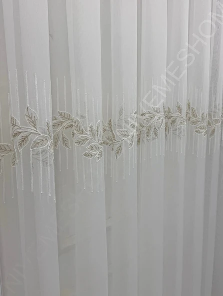 NİVEMESHOME EYLÜLZADE GOLD DETAY 1/3 PİLELİ TÜL PERDE APM - Resim 2
