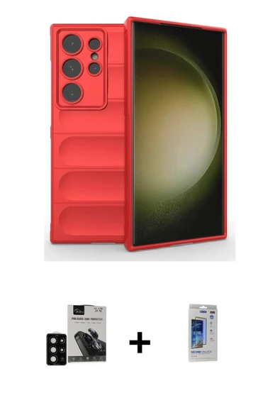 MARSİLYAN™- Galaxy S24 Ultra Kılıf Atlas Koleksiyonu - Siyah Durable Full Glue Curved Hayalet Cam + PVD Metal Kamera Len ürün görseli 1