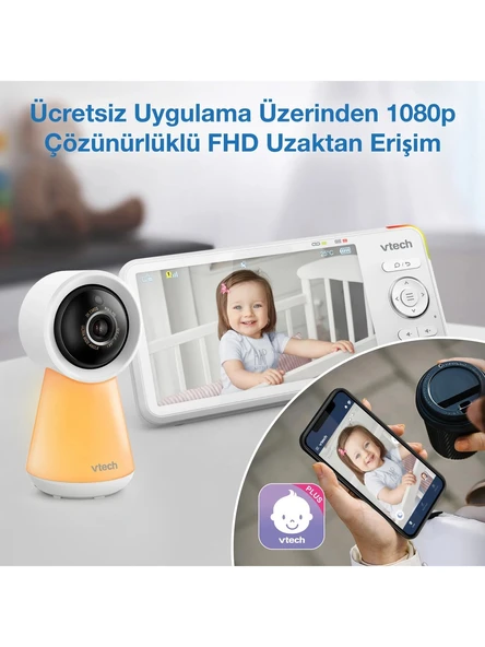 Vtech Uyarlanabilir Gece Lambalı 5’’ Wi-Fi Görüntülü Bebek Monitörü - RM5756HD - Resim 3